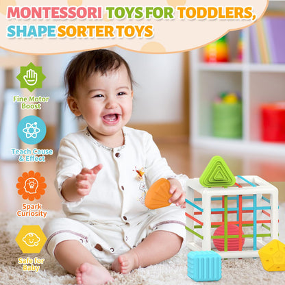 MINGKIDS Montessori Shape Sorting Cube 6pcs