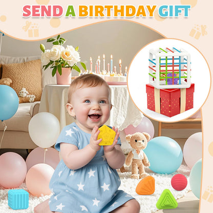 MINGKIDS Montessori Shape Sorting Cube 6pcs