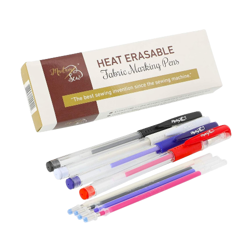 Madam Sew Heat Erasable Fabric Marking Pens 4-Pack with 4 Refills for Sewing and Quilting
