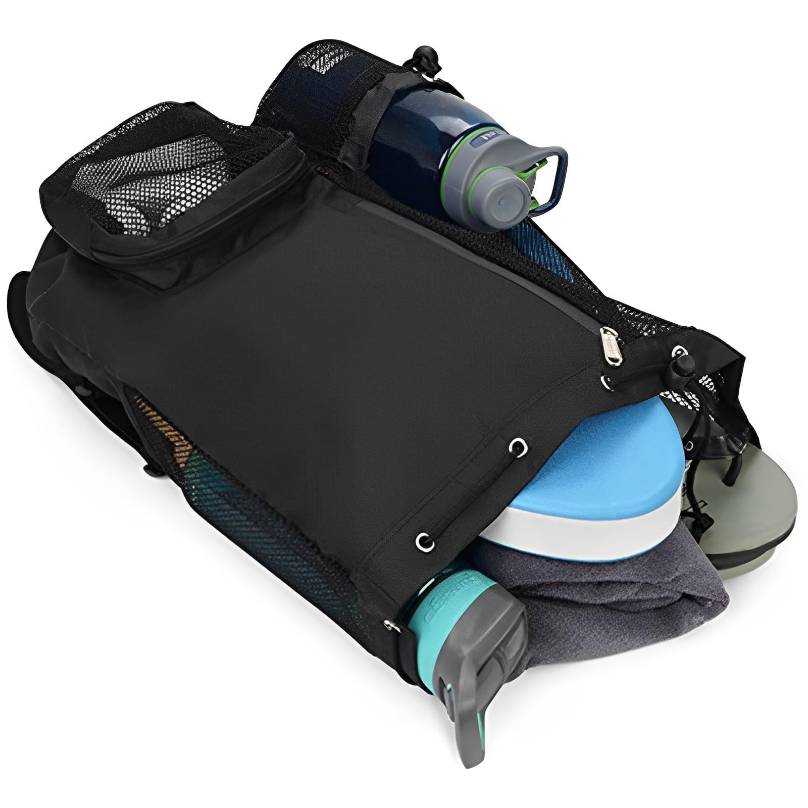 Mesh Swim Bag Drawstring Backpack w/ Wet Pocket