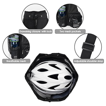 Mesh Swim Bag Drawstring Backpack w/ Wet Pocket