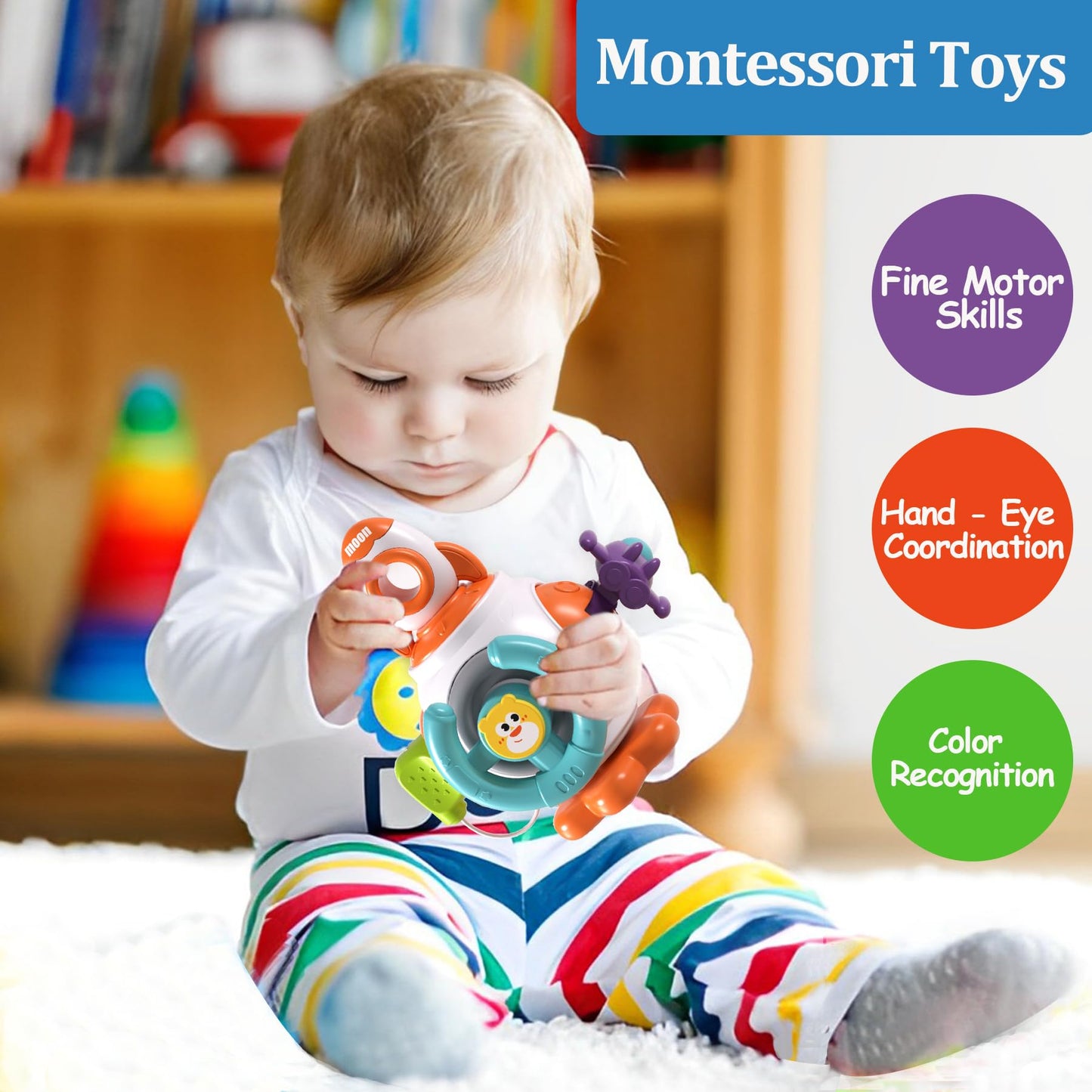 Montessori Busy Board Cube Sensory Toy for Toddlers
