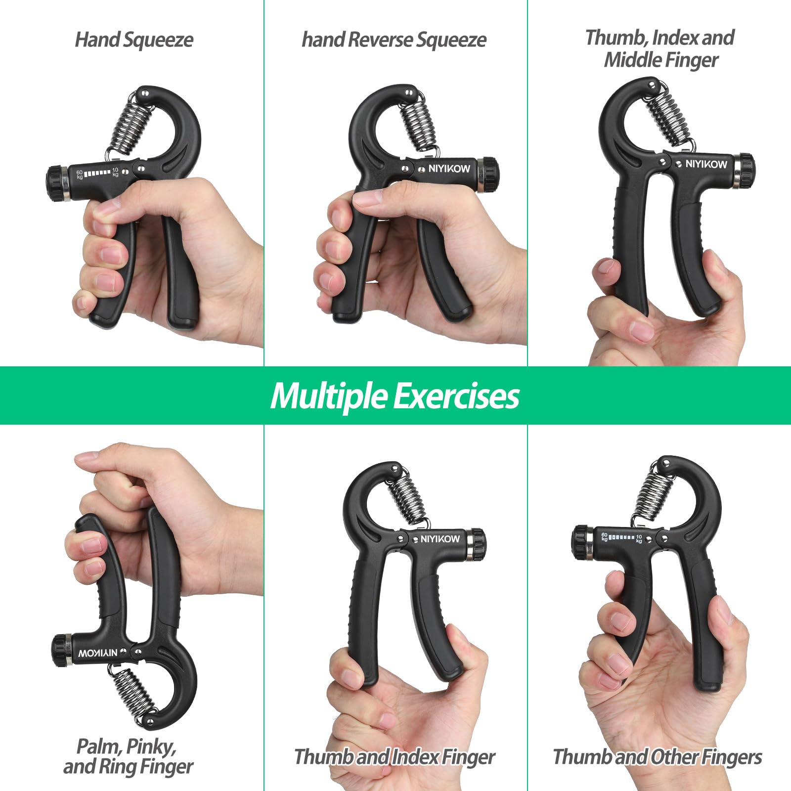 NIYIKOW Hand Grip Strengthener Adjustable 10-60kg