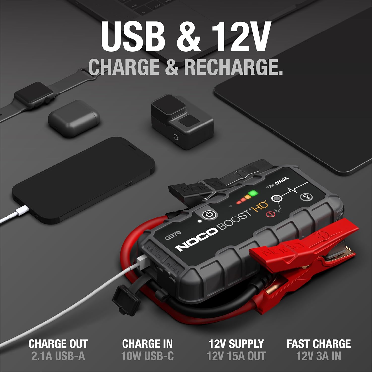 NOCO Boost GB70 2000A UltraSafe 12V Jump Starter Power Bank