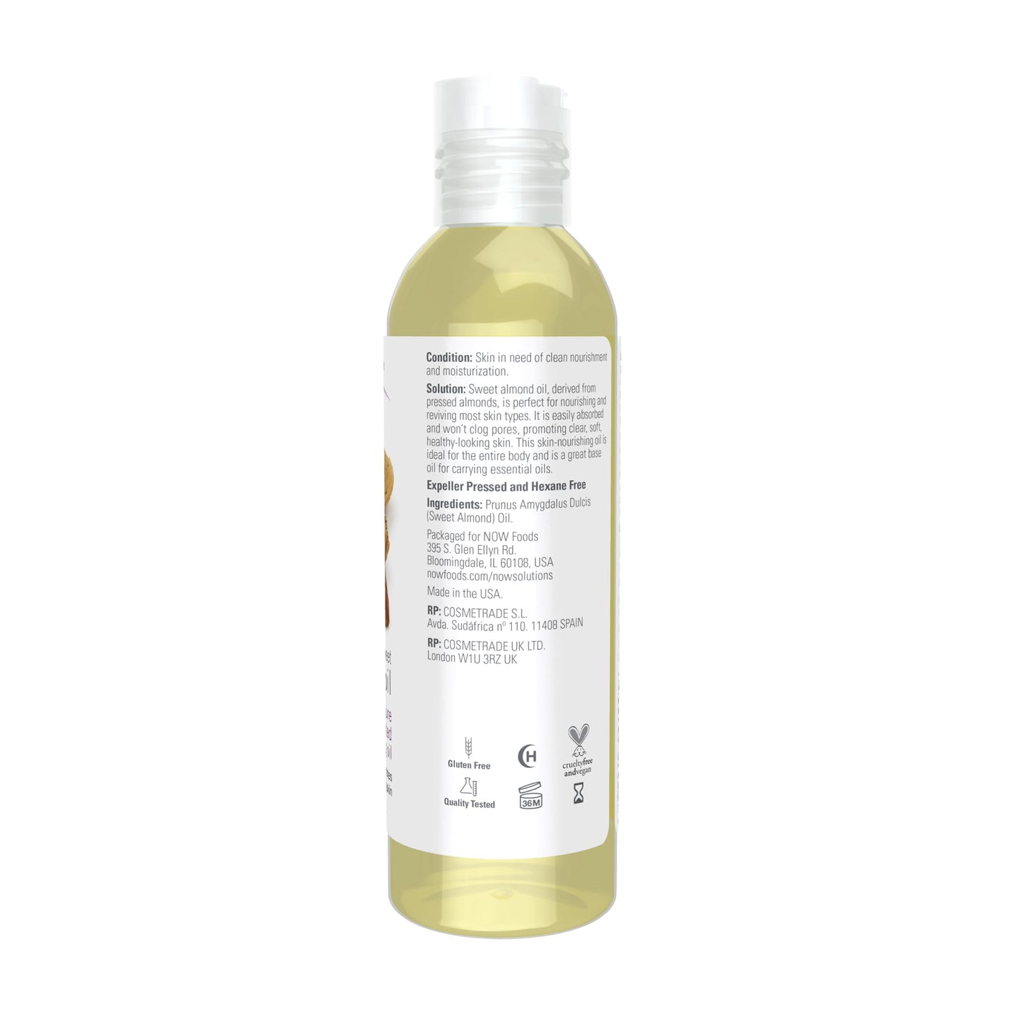 NOW Solutions Sweet Almond Oil 118ml Moisturizing