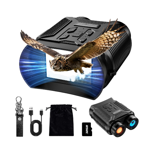 Night Vision Goggles – 5W Upgraded 4K HD IR Binoculars with 8X Digital Zoom, Camera, Flashlight & 32GB Card