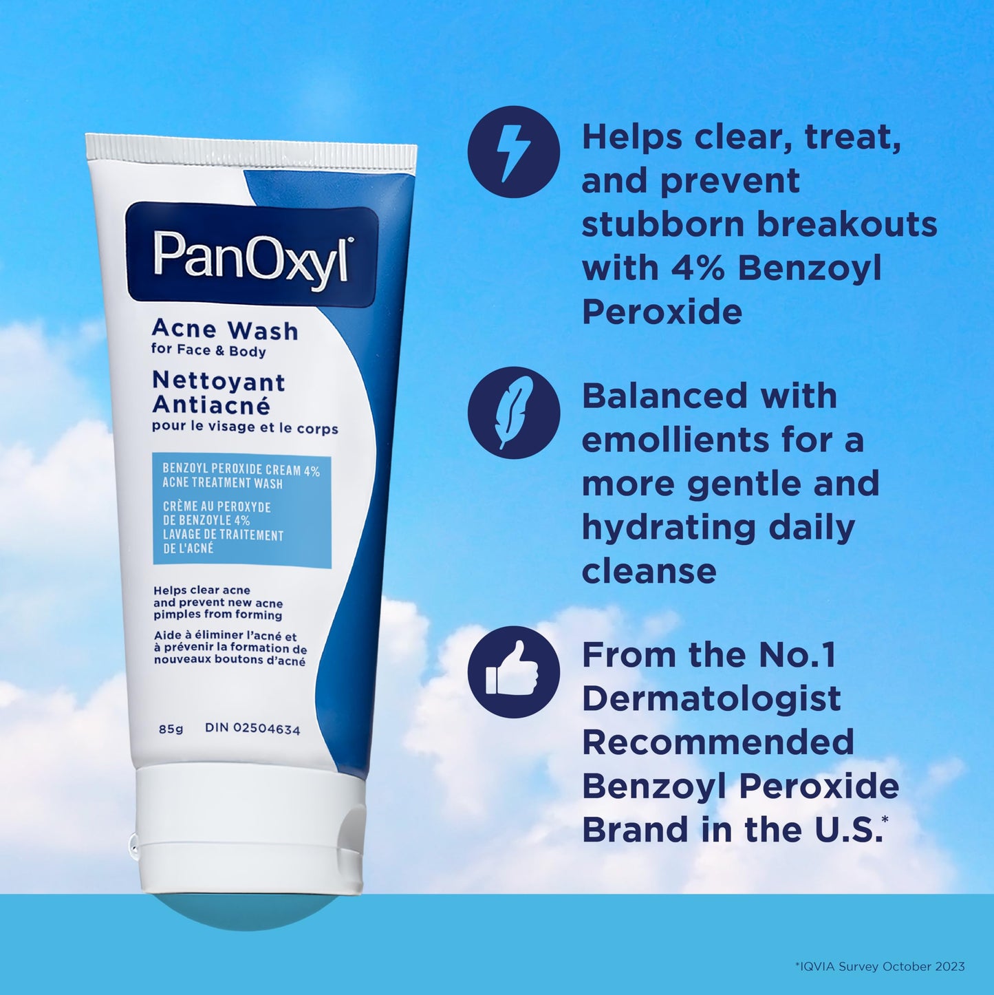 PanOxyl 4% Benzoyl Peroxide Acne Wash 85g