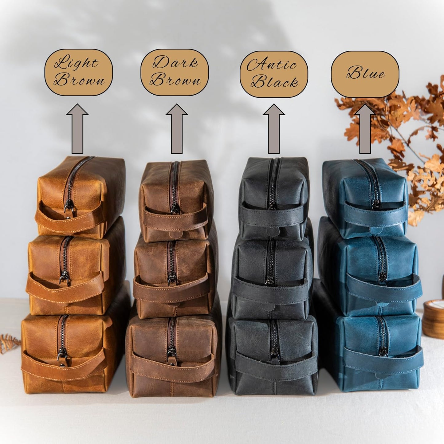 Personalized Handcrafted Leather Toiletry Bag for Men Travel Dopp Kit