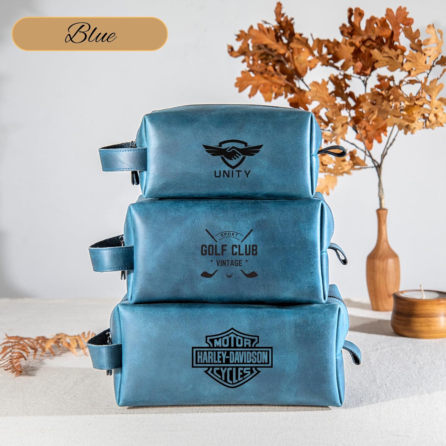 Personalized Handcrafted Leather Toiletry Bag for Men Travel Dopp Kit