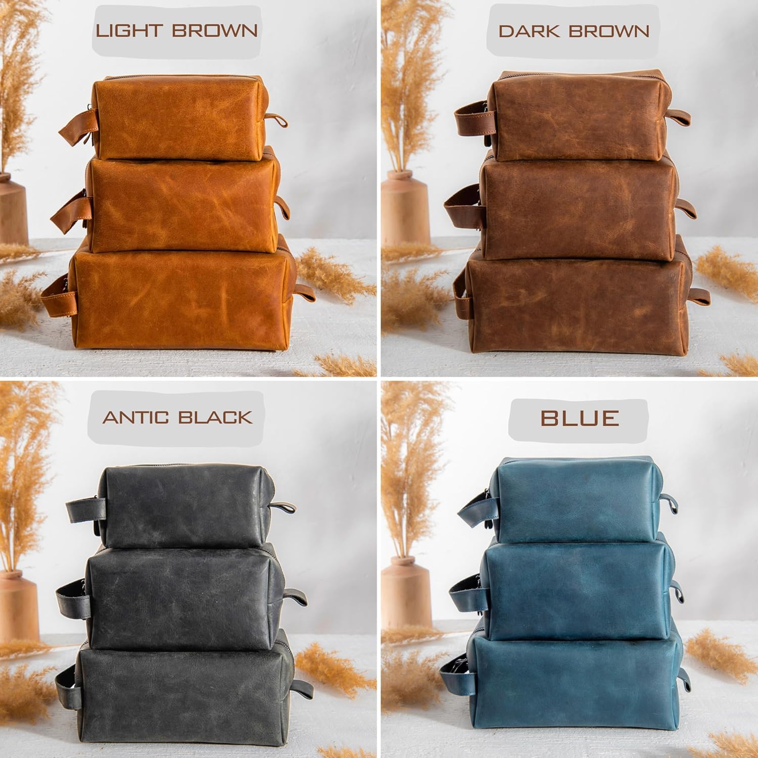 Personalized Leather Toiletry Bag for Men Custom Dopp Kit Travel Gift