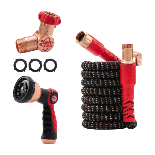 Pocket Hose 25 FT Copper Head Expandable Garden Hose – No-Tangle, No-Kink, Anti-Burst, 360° Swivel