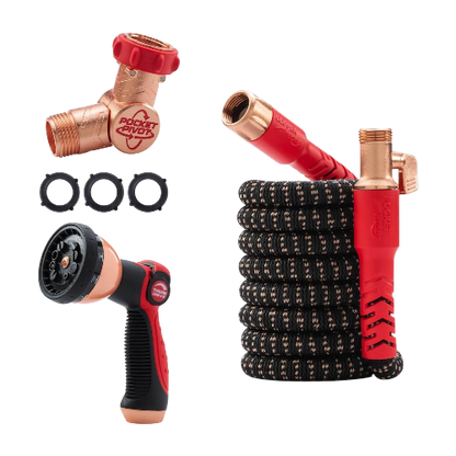Pocket Hose 25 FT Copper Head Expandable Garden Hose – No-Tangle, No-Kink, Anti-Burst, 360° Swivel