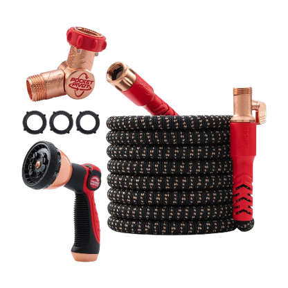 Pocket Hose 75 FT Copper Head Expandable Garden Hose – No-Tangle, No-Kink, Anti-Burst, 360° Swivel