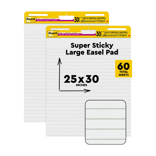Post-it Super Sticky Easel Pad 25 x 30 in Lined White 2-Pack 30 Sheets Each