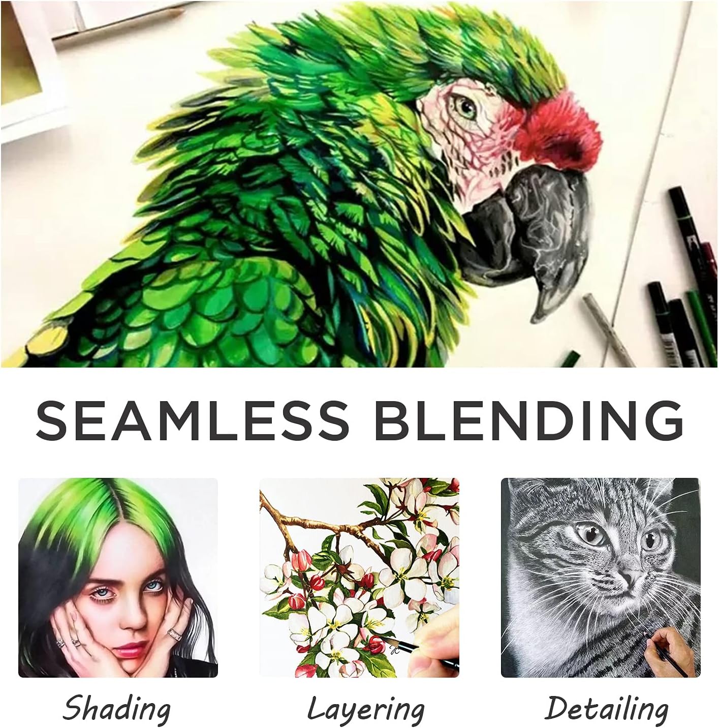 Prina 76-Pack Drawing and Sketching Set with 3-Color Sketchbook for Artists