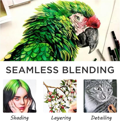 Prina 76-Pack Drawing and Sketching Set with 3-Color Sketchbook for Artists