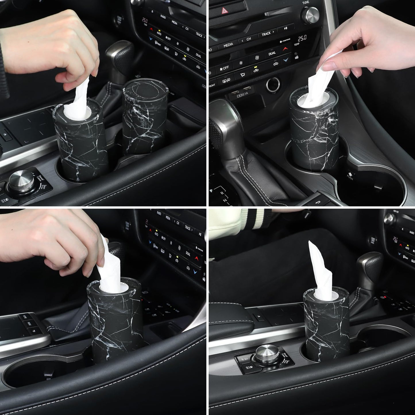 SINGARO Car Tissue Holder 4-Pack Cup Holder