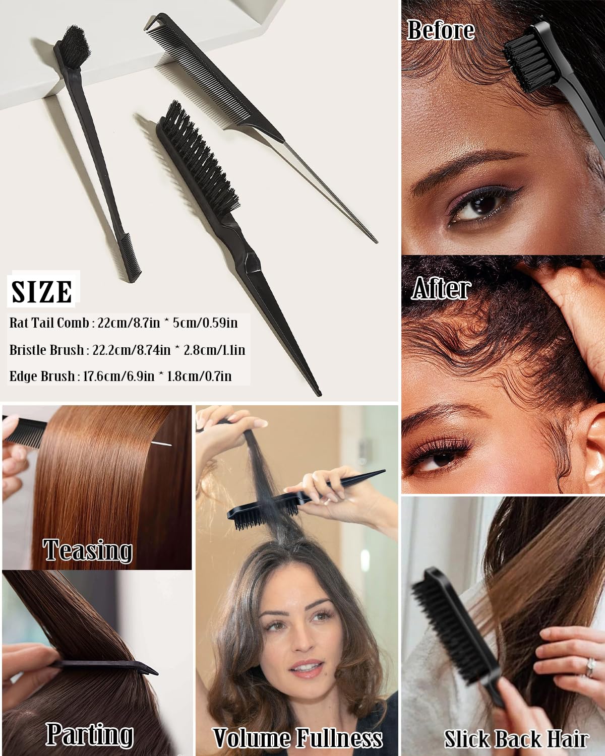 Slick Back Hair Brush & Wax Stick for Flyaways