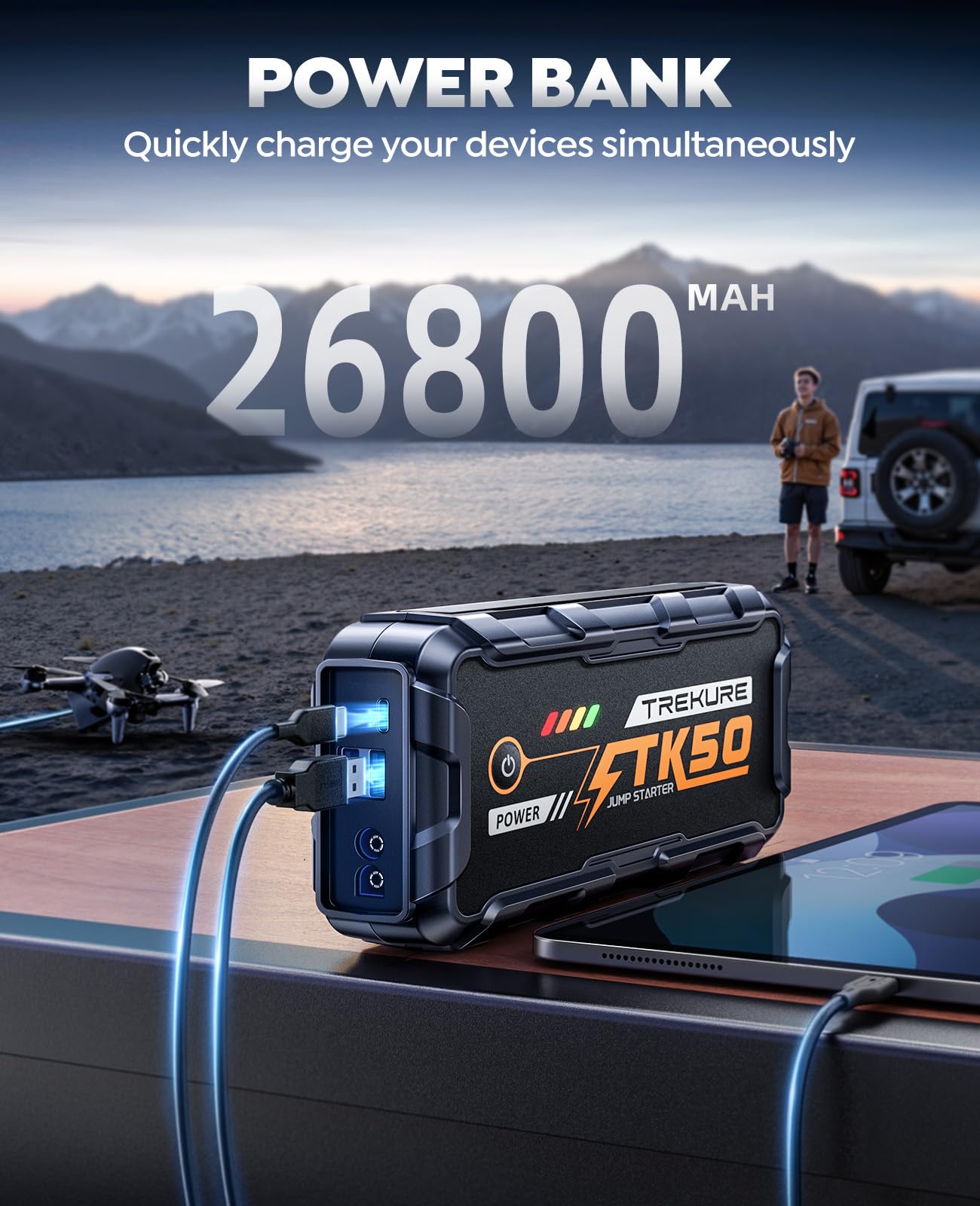 TREKURE 8000A Car Jump Starter 26800mAh Power Bank