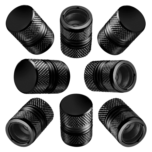 Tire Valve Stem Caps 8-Pack Alloy Black