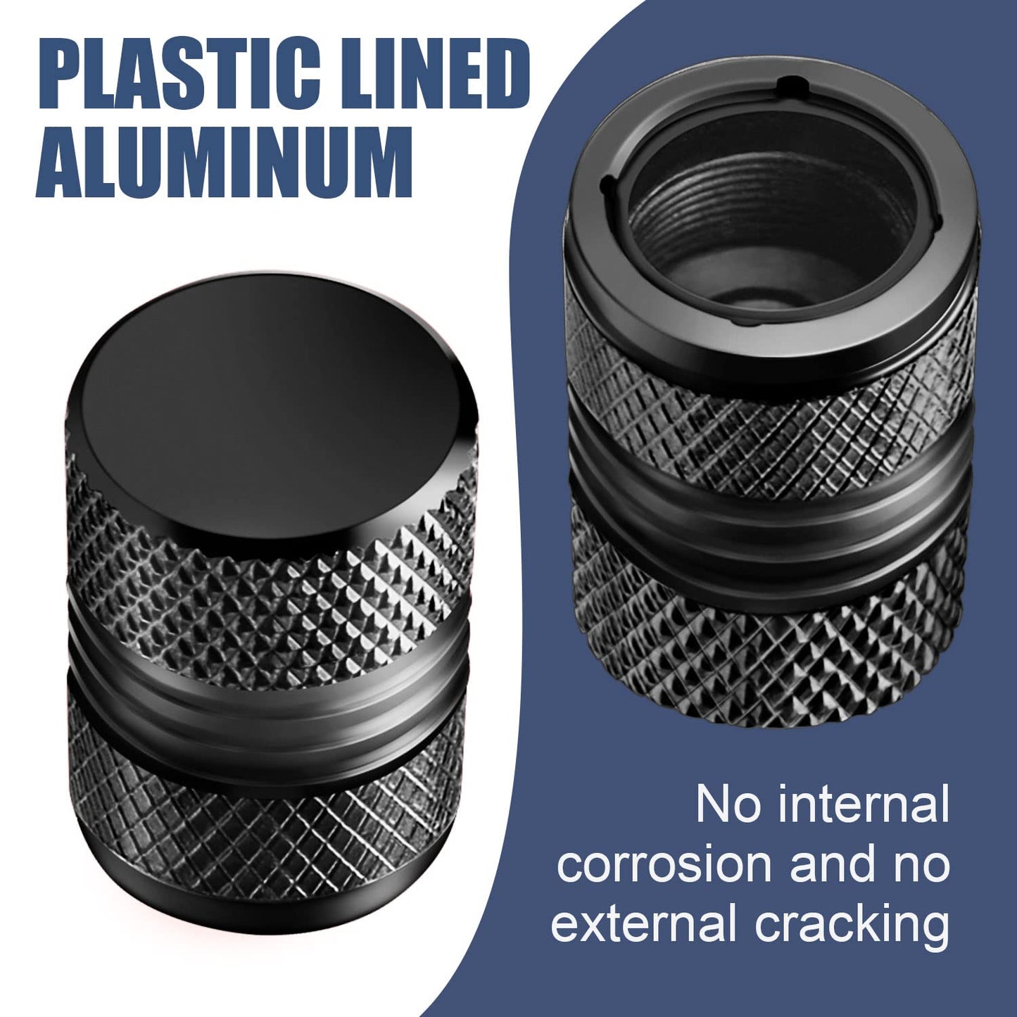 Tire Valve Stem Caps 8-Pack Alloy Black