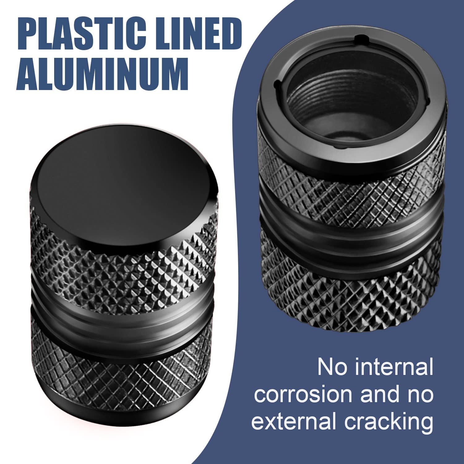 Tire Valve Stem Caps 8-Pack Alloy Black