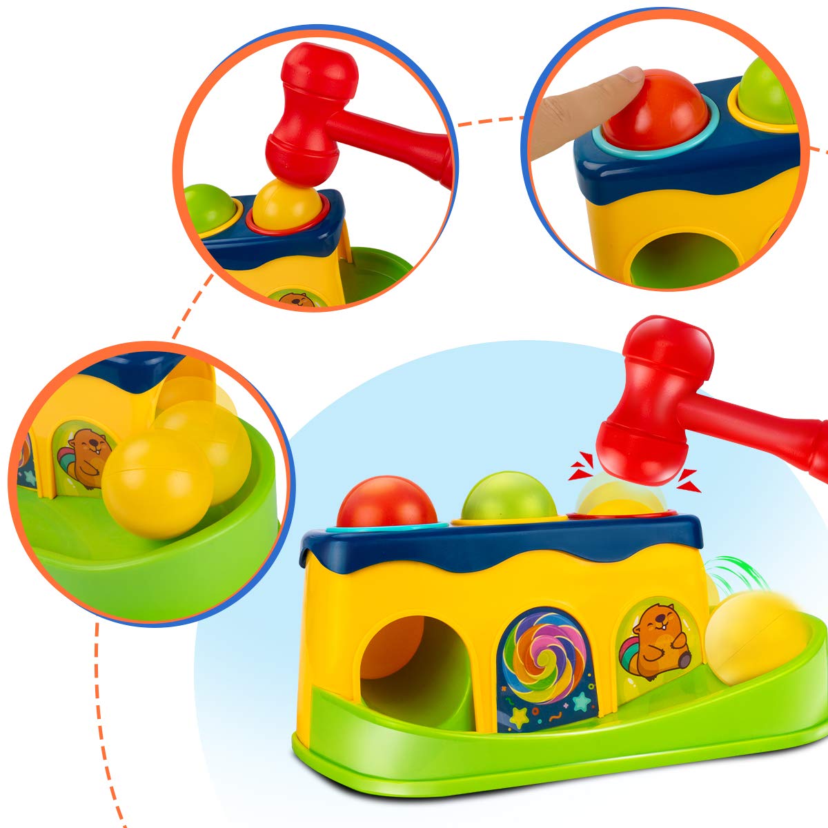 UNIH Hammer Ball Drop Toy for Toddlers