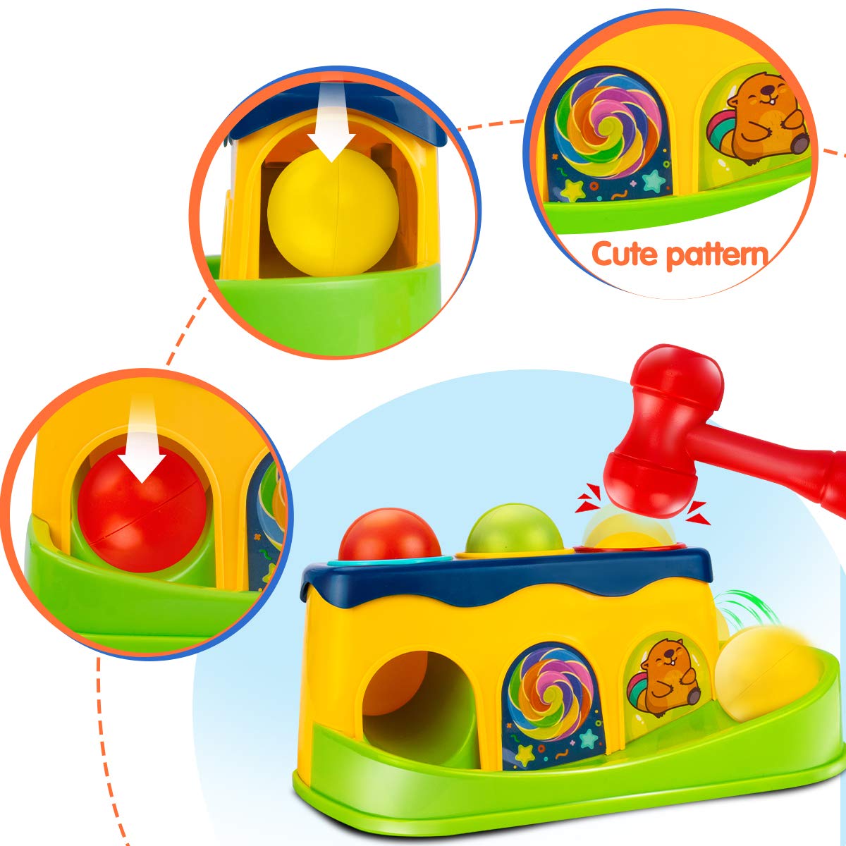 UNIH Hammer Ball Drop Toy for Toddlers