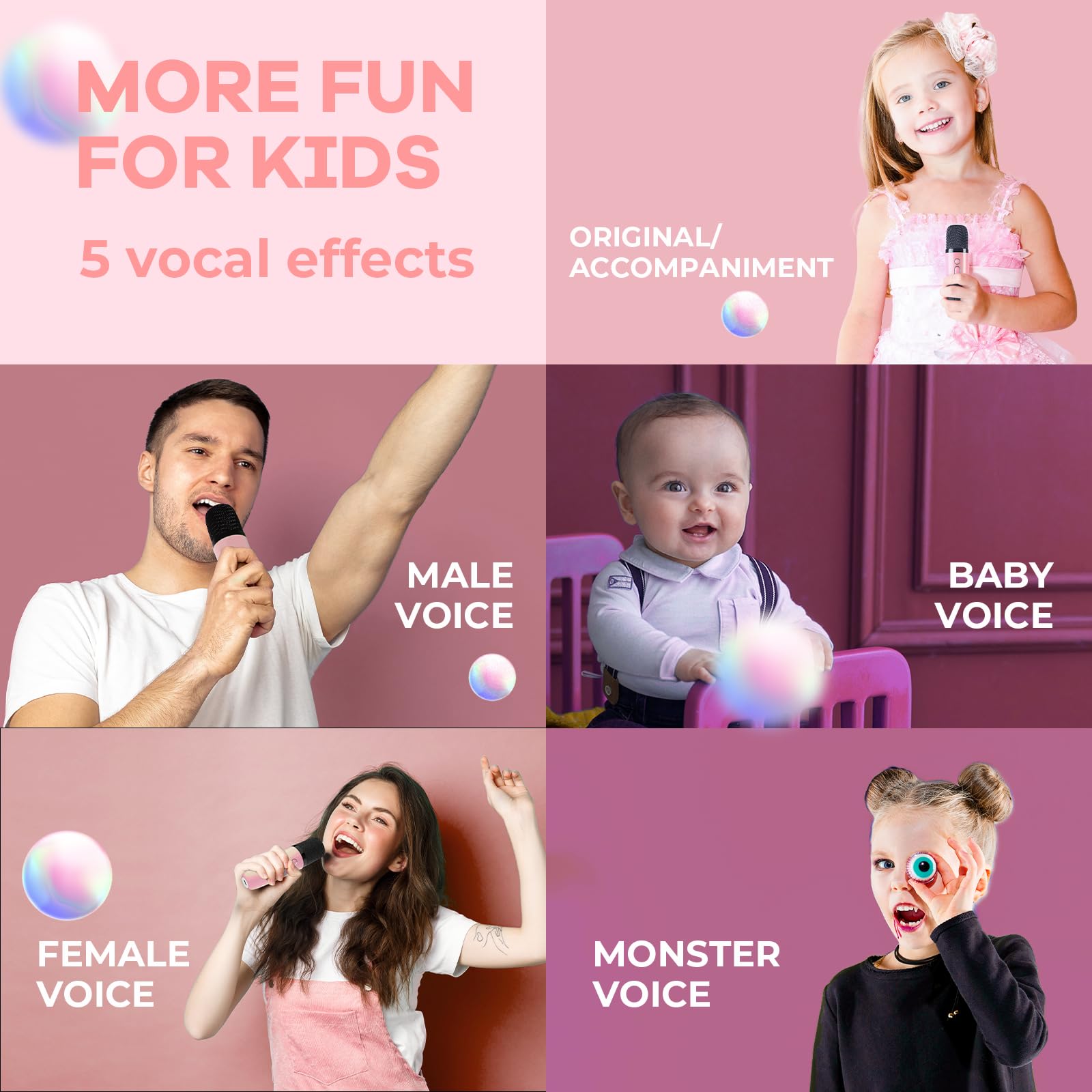 YLL Karaoke Machine Bluetooth Speaker w/ Mic Pink