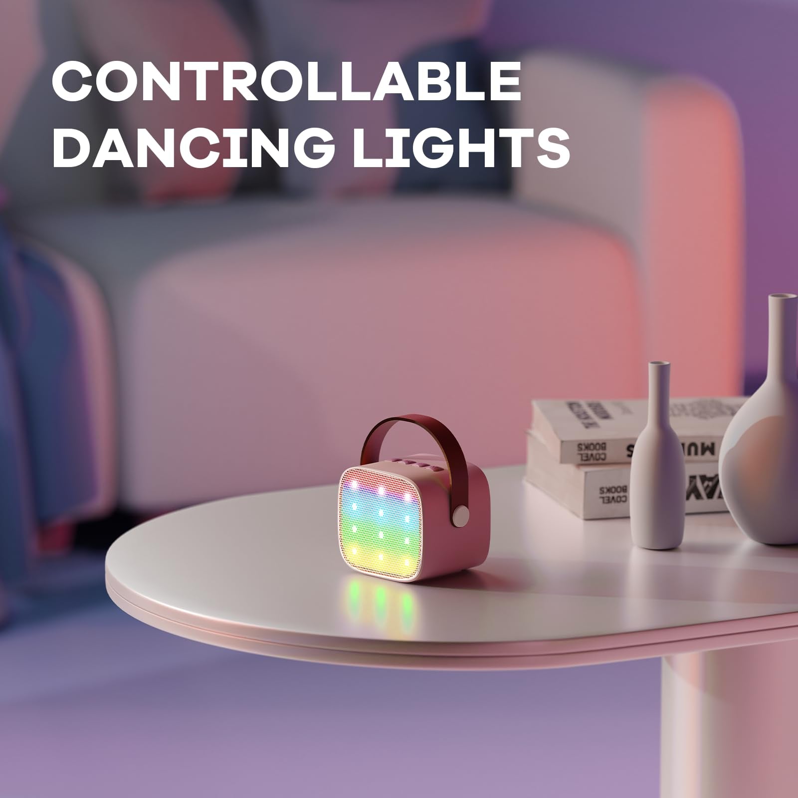 YLL Karaoke Machine Bluetooth Speaker w/ Mic Pink