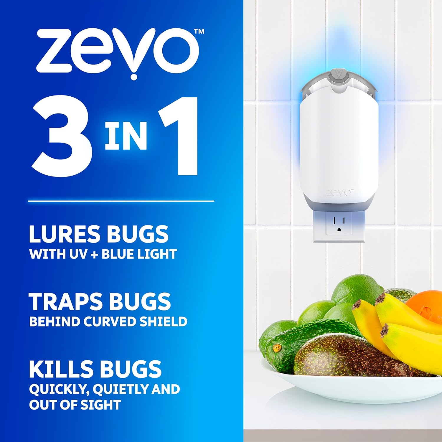 Zevo 4-Pack Plug-In Flying Insect Traps with Cartridges – Mess-Free Indoor Fly & Bug Catcher