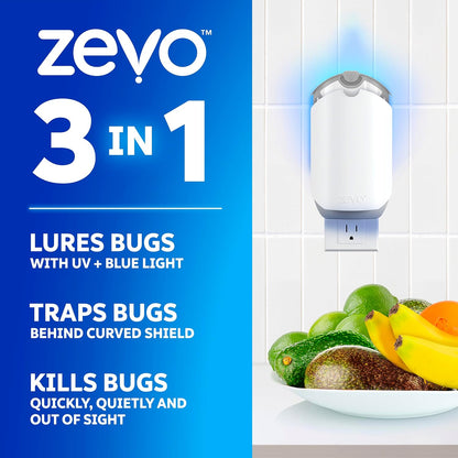 Zevo 4-Pack Plug-In Flying Insect Traps with Cartridges – Mess-Free Indoor Fly & Bug Catcher
