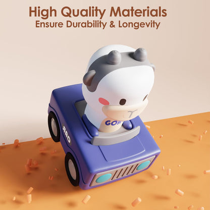 iPlay iLearn Press-to-Go Car Toys – Baby Animal Racing Cars for Toddlers 1–3, Push & Go Friction Vehicles