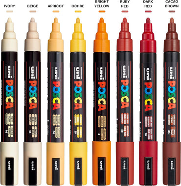 uni POSCA PC-5M Water-Based Paint Markers 8-Pack Medium Tip Warm Colors